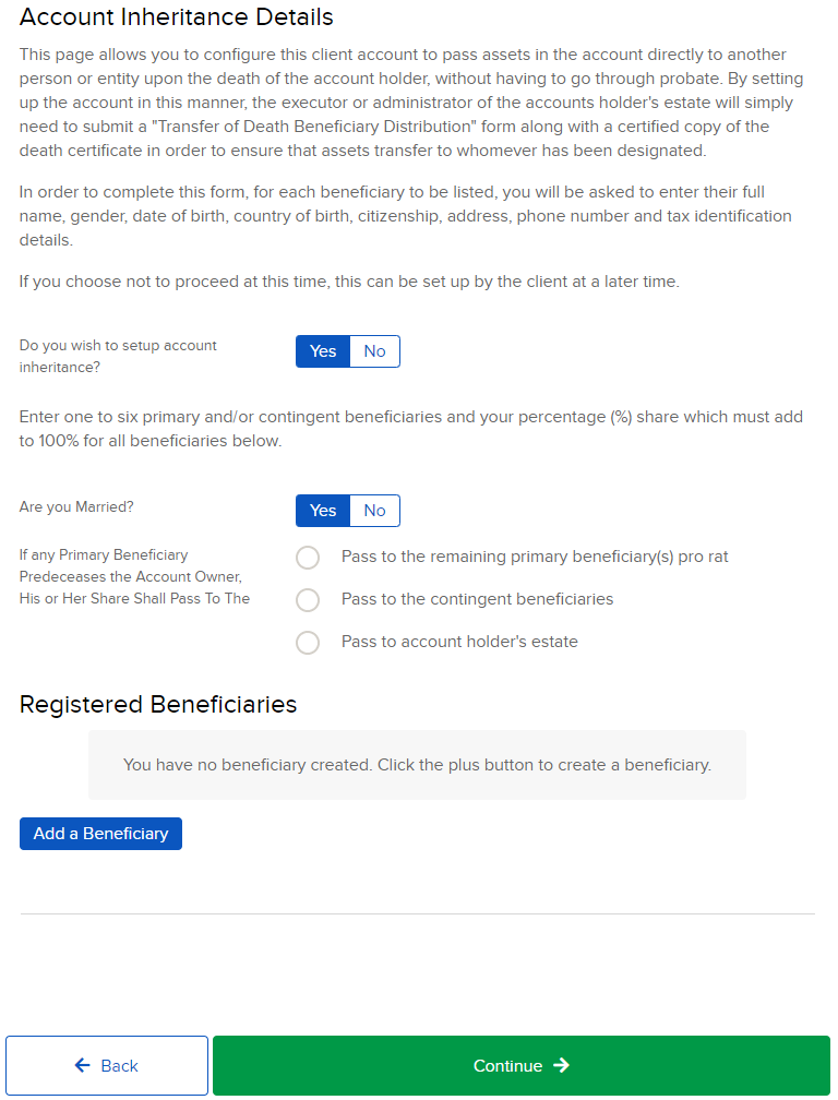 The account inheritance details. 